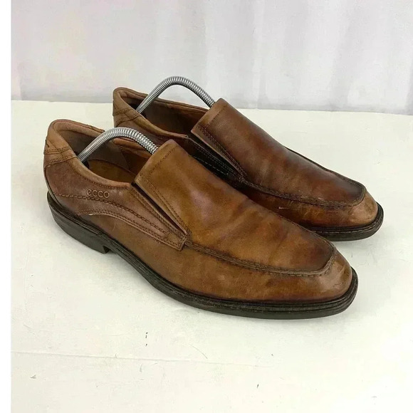 Ecco Brown Leather Slip On Loafers EU43 US 9.5‎ /10 Cognac Shoes Men\'s main image 10